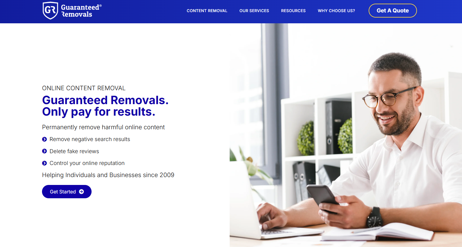 Guaranteed Removals homepage screenshot